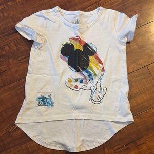 Disney White T-Shirt with Mickey Mouse and Rainbow Design